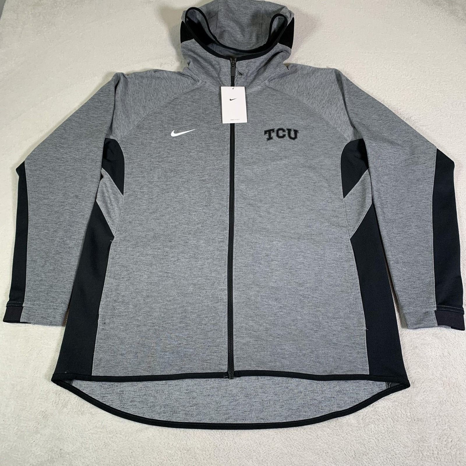 Tcu Horned Frogs Jacket Mens Large Gray Basketball Nike Dri-Fit Full Zip New
